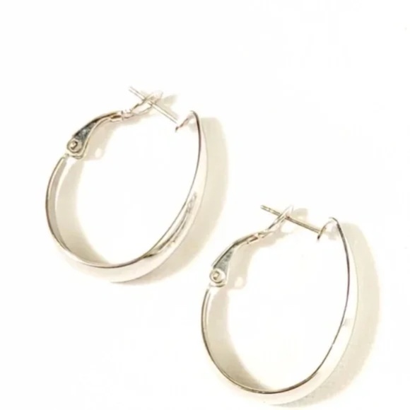 3/$25 Silvertone Wide Wall Teardrop Hoops - Picture 4 of 8